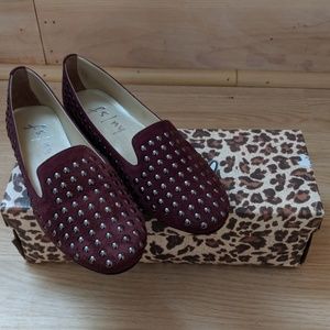 New French Sole 'Gaga' wine suede flat 6B
